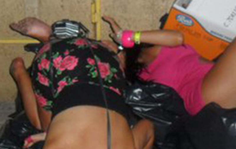 Passed Out Upskirt Thongs - Passed out drunk girls lay on garbage bags on the sidewalk - Voyeur Hub